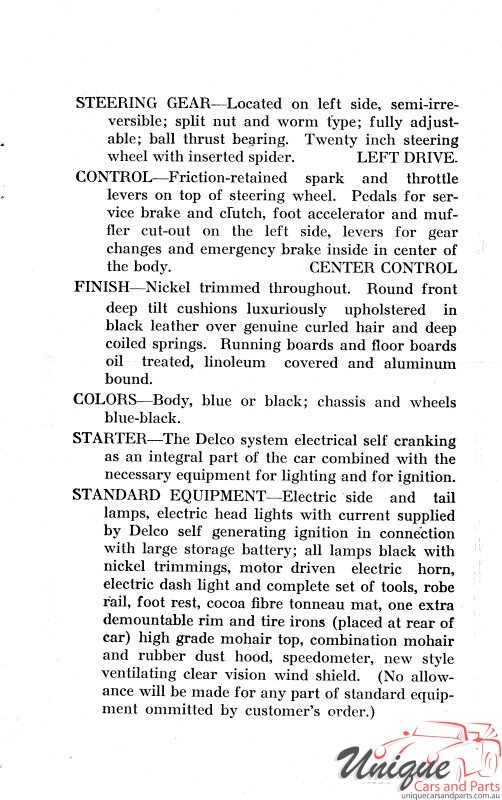 1914 Buick Specifications Page 6